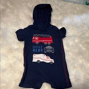 Carter's Dark Blue Hero Bodysuit with Vehicles